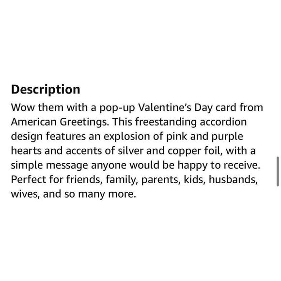 Valentine’s Day Pop-Up Displayable Card You’re Amazing Hugs XOXO Friend NWT - Picture 7 of 8